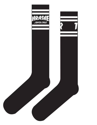 Skarpetki Santa Cruz X Thrasher SC Strip Crew Socks Black